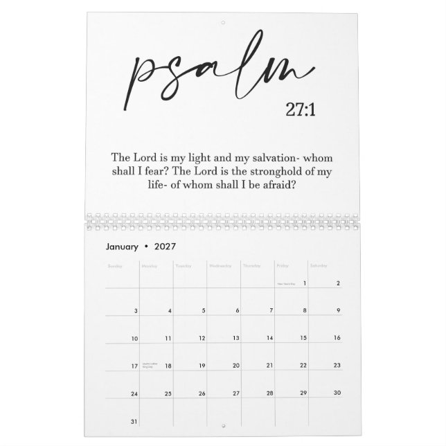Bläddra i tvåsidig, medelvit kalender (Jan 2027)