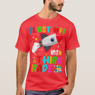 Bläddra in i tredje Klass-raketen Rymden bakåt T Shirt