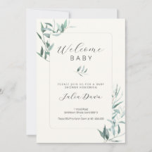 Bläddra in inbjudan till neutral babyåda för kön