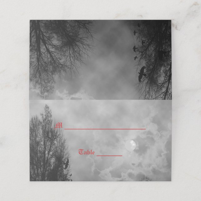 Bläddra Måne Himmel med Ravens Place Cards Placeringskort (Utvändigt utvikt)