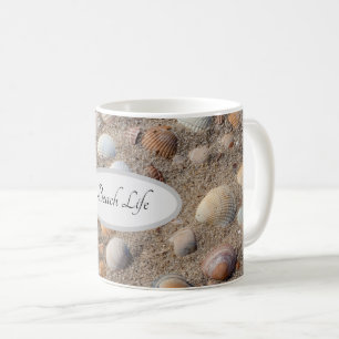 Bläddra med sommarfotot med snäckor med text kaffemugg