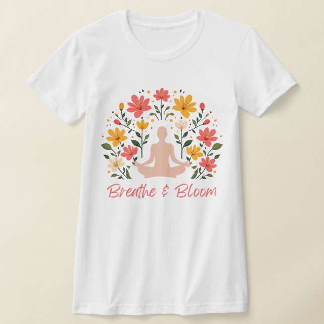 Bläddra och blomma meditation-slim som passar T-Sh T Shirt (Laydown)