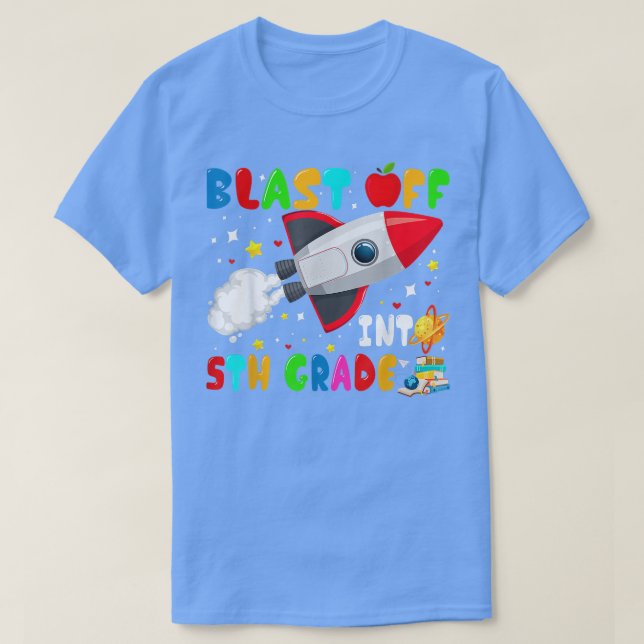 Bläddra till 5:e Klass-raketen Rymden-rygg T T Shirt (Design framsida)