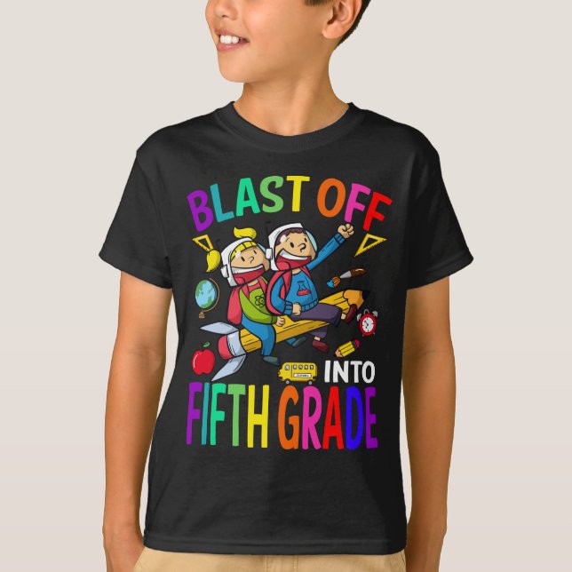 Bläddra till femte Klass-raketen Back to school T Shirt (Framsida)