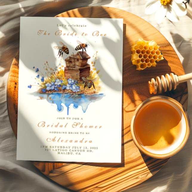 Bläddra till vattenfärgsblå blommigtar dusch inbjudningar (Skapare uppladdad)