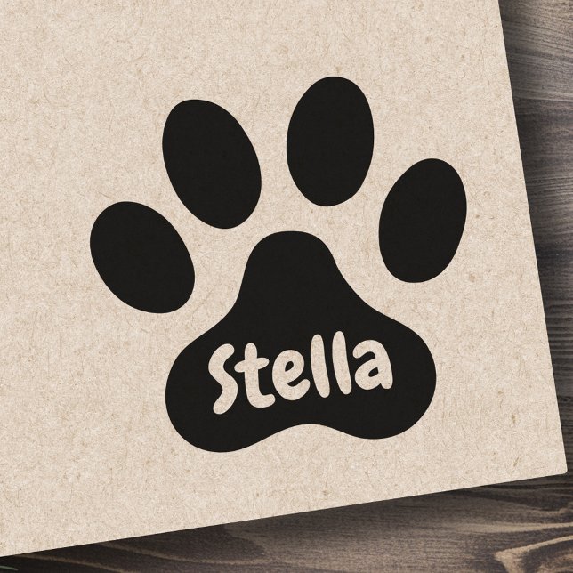 Bläddra ut med personlig namn namnteckning stämpel (Paw print with personalized name signature rubber stamp)