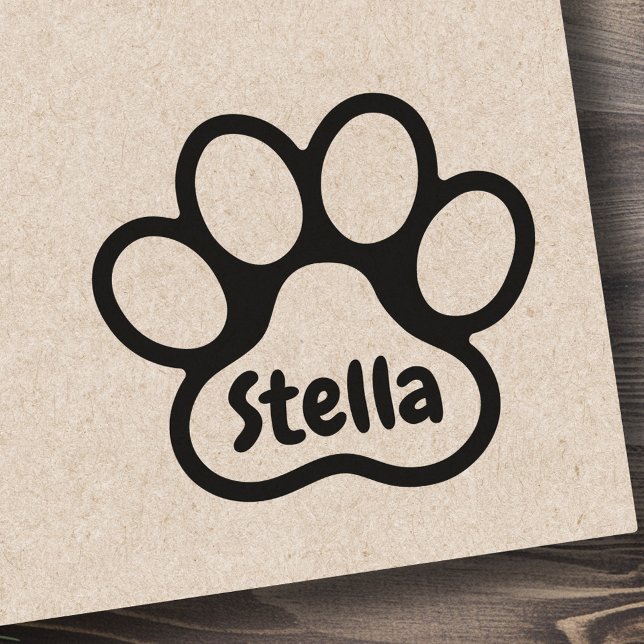Bläddra ut med personlig namn namnteckning stämpel (Paw print with personalized name signature rubber stamp)