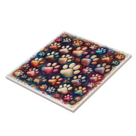 Bläddra utskriven med olika färgad hund hund kakelplatta