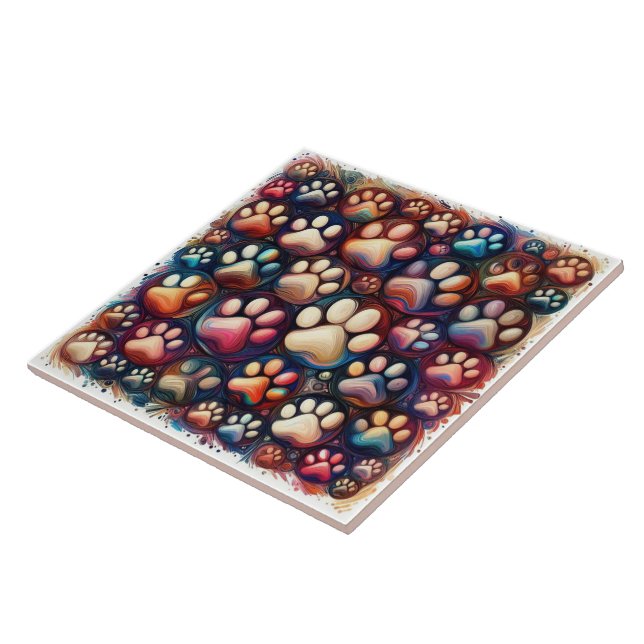 Bläddra utskriven med olika färgad hund hund kakelplatta (Sidan)
