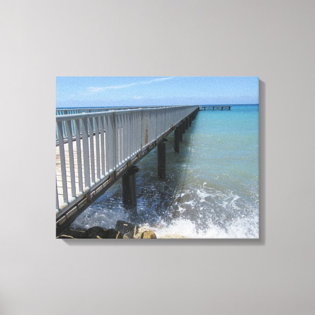 Bläddra Vågar på Wharf Design Canvastryck (Framsida)