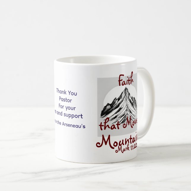 Bläddra versa "Tack" Red Mark 11:22 Personalize Kaffemugg (Framsida höger)