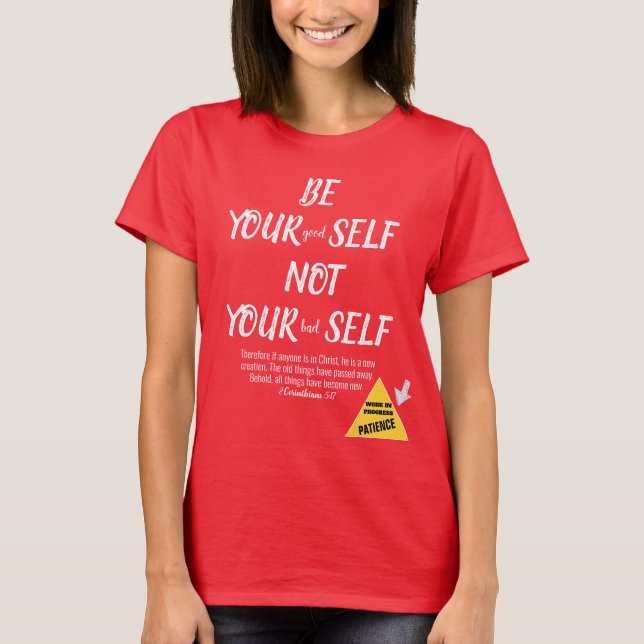 Bläddra versaler 2 Cor vit text röd T Shirt (Framsida)