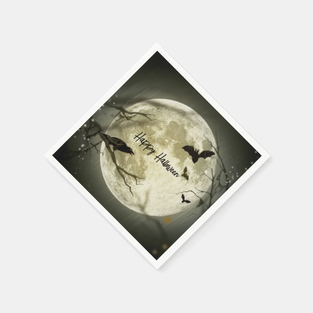 Bläddrad full Moon Halloween fest Papper Pappersservett (Hörn)
