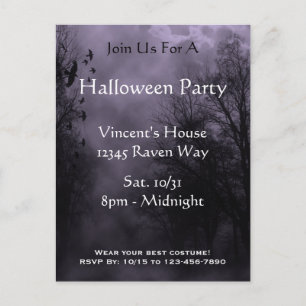 Bläddrad Himlar Lila Mist Halloween fest vykort