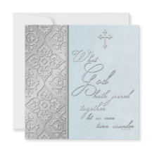 Bläddrade silver och blått gifta sig inbjudan