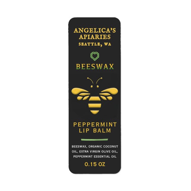 Bläddringsetikett för Beeswax Peppermint Lip Balm  Returadress Etikett (Framsidan)