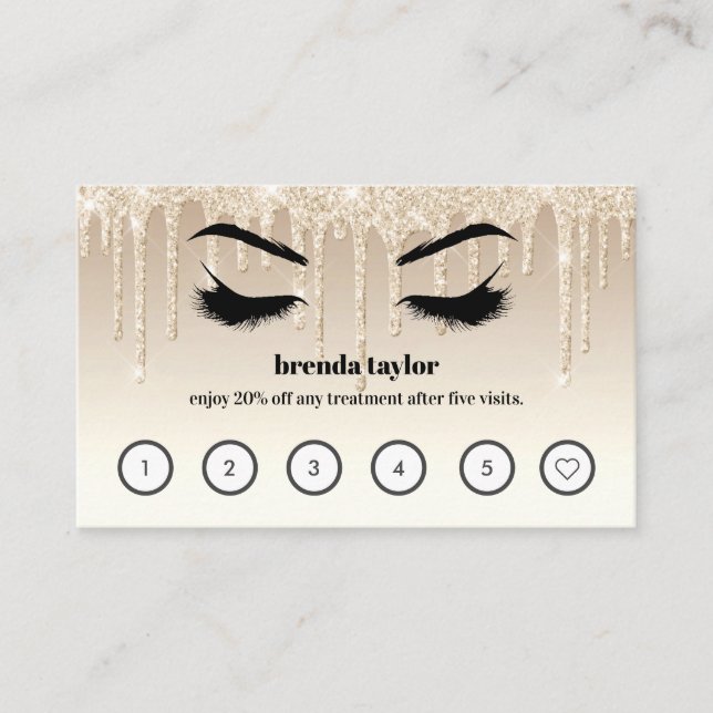 Bläddringsfältet Guld Glitter Lash Anpassningsbar  Visitkort (Framsida)
