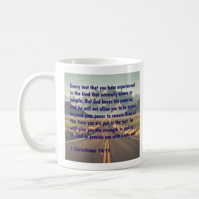 Bläddringsreflektioner 1 Corinthians 10 Verse 13 Kaffemugg (Vänster)