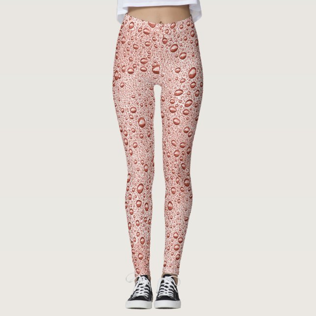 Bladdroppar i Peach orange vatten Leggings (Framsida)