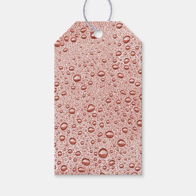 Bladdroppar i Peach orange vatten Presentetikett (Framsidan)