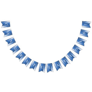 Blådekorativ Flagga för buntning av Blommigt