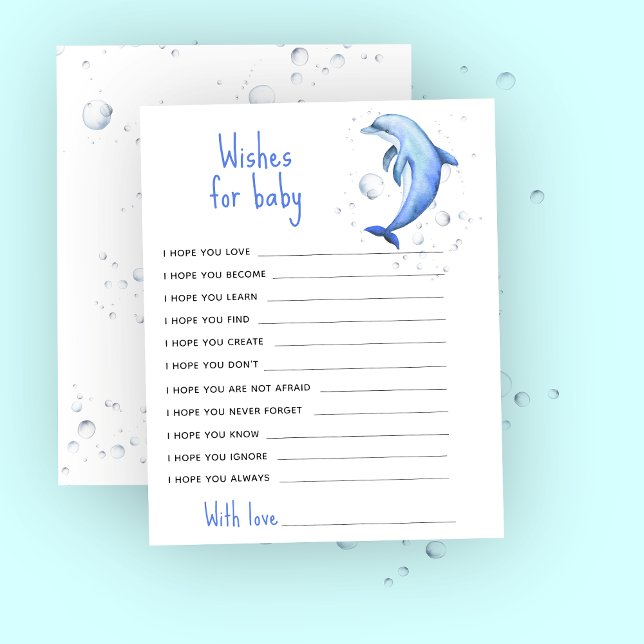 Blådelfin i vattenfärg - böner för baby (Skapare uppladdad)