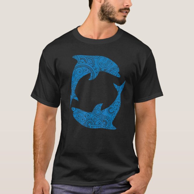 Blådelfiner Mandala Top Summer Ocean Vibes Graph T Shirt (Framsida)