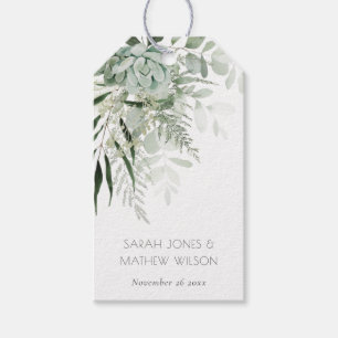 Bladens Grönt Fern Succulent Ram Foliage Bröllop Presentetikett