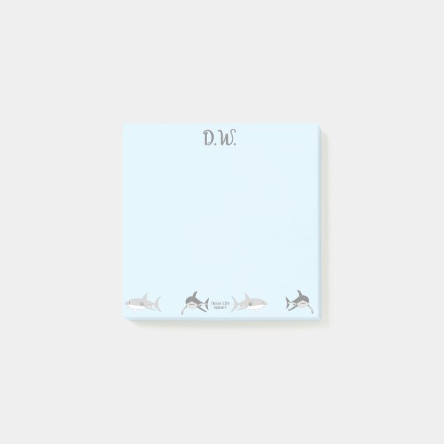 Blådesign för aktiva havshajar post-it block (Framsida)