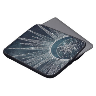 Blådesign för elegant vid Silver Sol, Doodle Manda Laptop Fodral