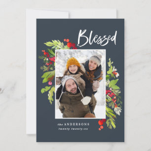 Bladfärgad blommigt och bladfärgad julmassa julkort