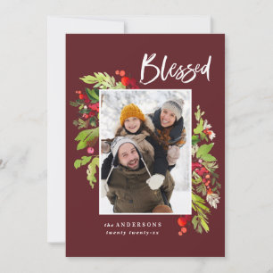 Bladfärgad blommigt och bladfärgad julmassa julkort