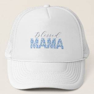 Bladfärgad Mamma med blå Blommigt Keps