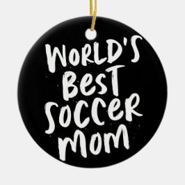 Bladfärgad och vit fotopul i mamma, bästa fotboll julgransprydnad keramik