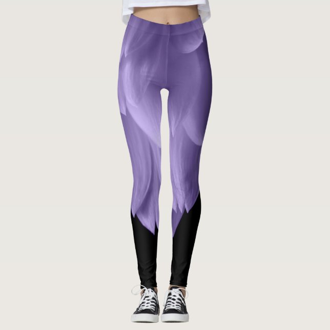 Bladfärgad ultraviolett lila-blommor leggings (Framsida)