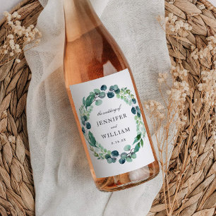 Bladfärgade botaniska andningsfärger Bröllop Vinflaska Etikett