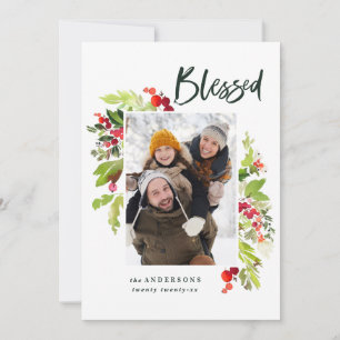 Bladfärgade, moderna, röda gröntar, bladfotopristm julkort