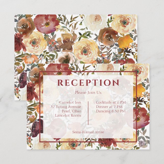 Bladfärgskort Bouquets-bröllopskort Tilläggskort (Fram/baksida)