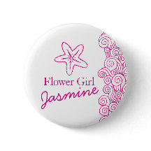 Bladflicka i Starfish rosa bröllop pin / knapp