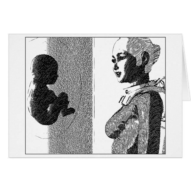 Bladflicka och baby hälsningskort (Framsidan Horizontal)