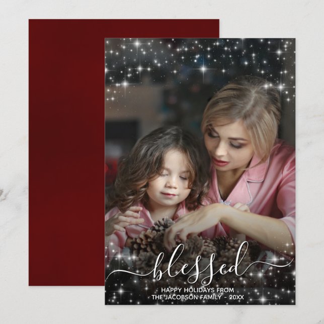 Bladfoto med Sparkles Red-jul Julkort (Fram/baksida)