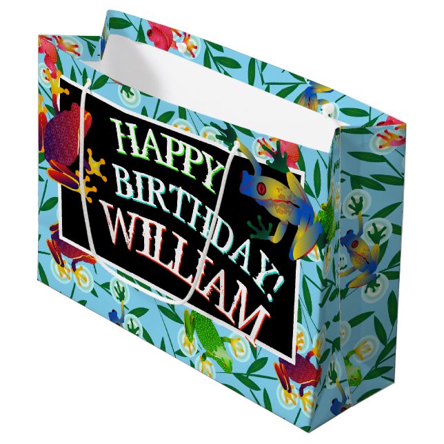 Bladgrodd Personlig Birthday Large Gift Bag (Framsidan Vinklad)