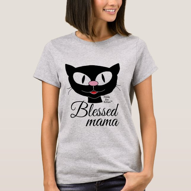 Bladhaltig mamma leende Tecknad Katt Kvinnor T Shi T Shirt (Framsida)