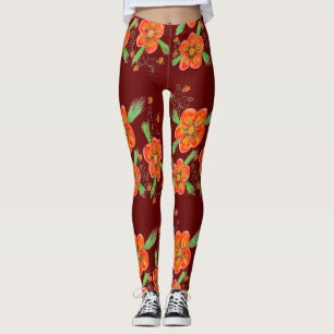 Bladhaltiga baljväxter av rött Vin Leggings
