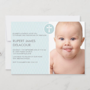 Blådiamant Kor Photo Christening-inbjudan Inbjudningar