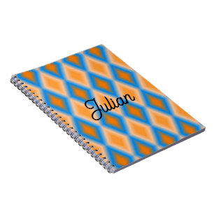 Blådiamantformer av monogramövertoning, orange anteckningsbok