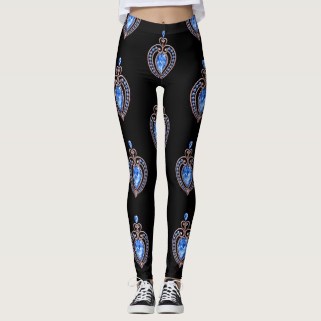 Blådiamanthjärta Leggings (Framsida)