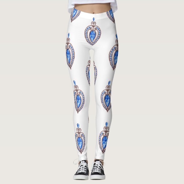 Blådiamanthjärta Leggings (Framsida)