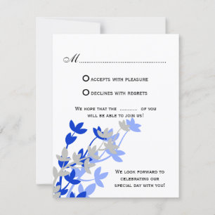 Bladig Elegans i Blå Silver RSVP-kort OSA Kort