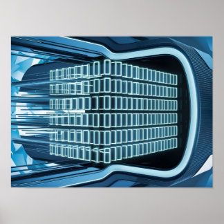 Blådigitala binära data på Skärm i datorn Poster